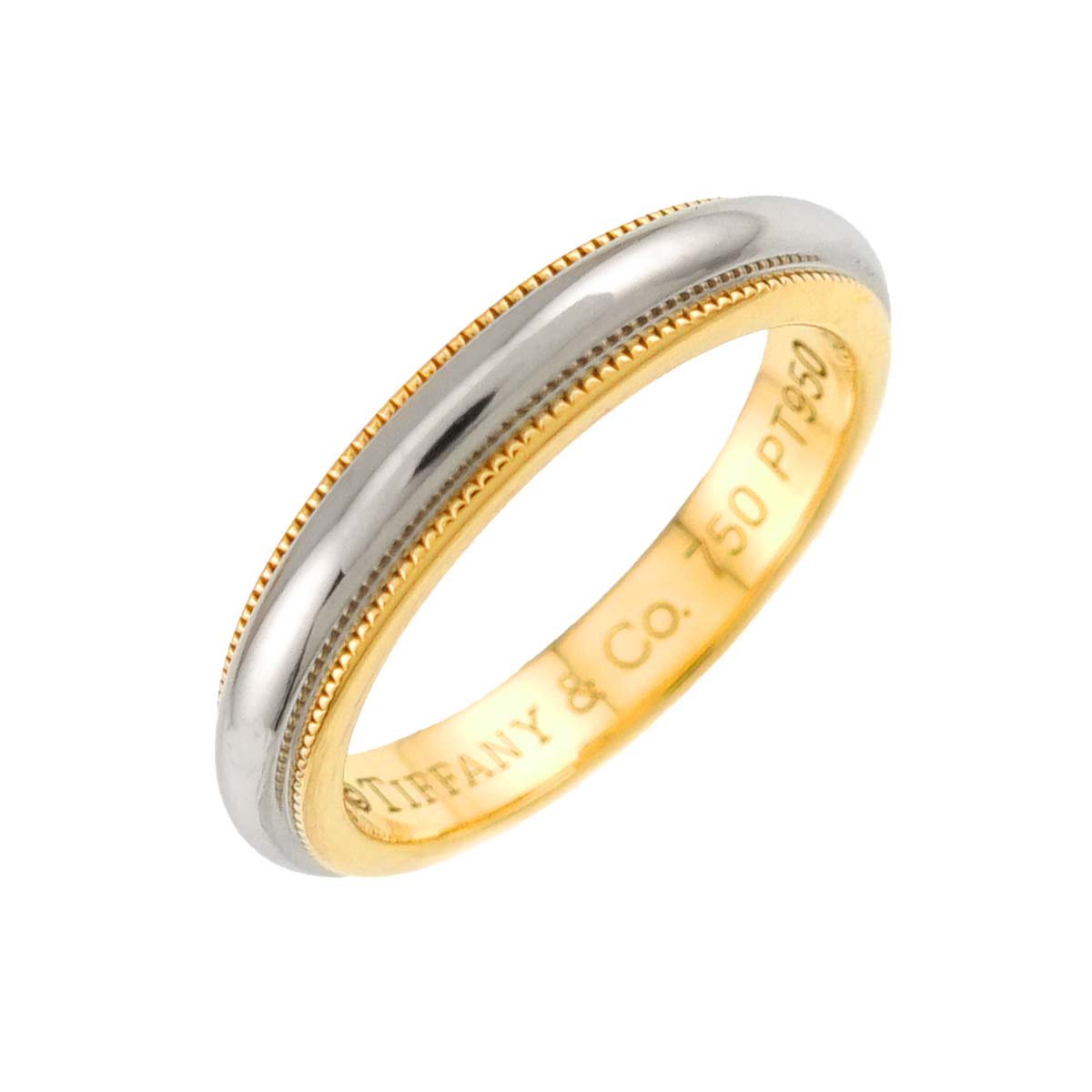 Milgrain Band Ring 18K 750 YG Platinum Size4-4.5(US)
