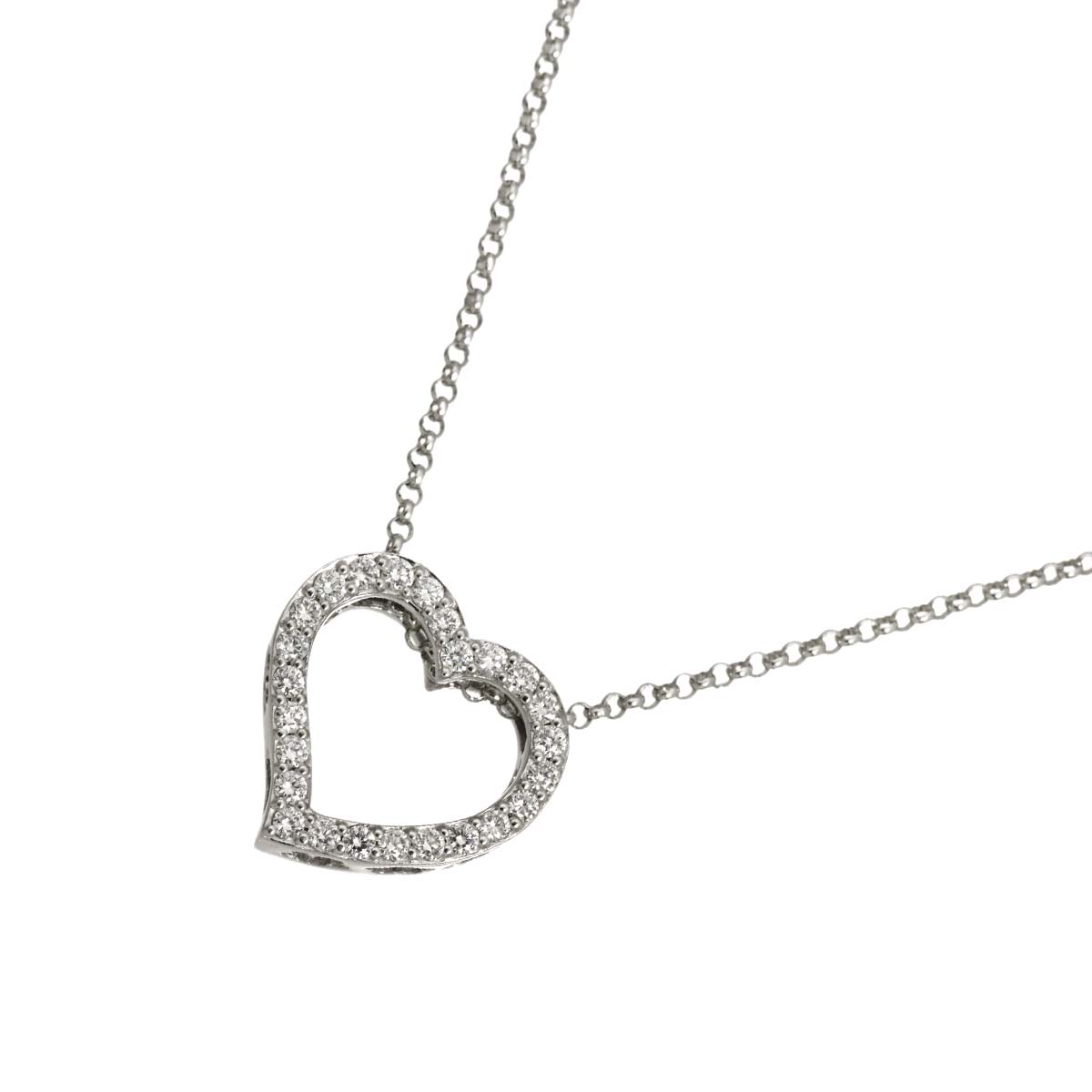 Heart Motif Diamond 0.35ct Necklace 18K White Gold 750