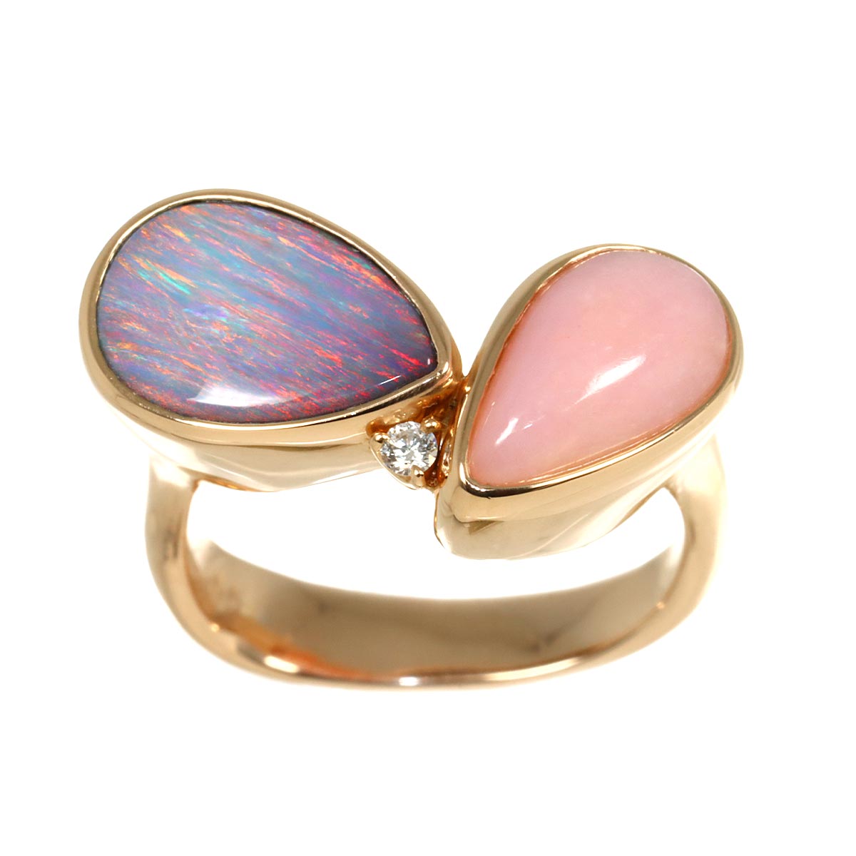 Opal 3.12ct/1.66ct Diamond Ring 18K PG 750 6.25-6.5(US)