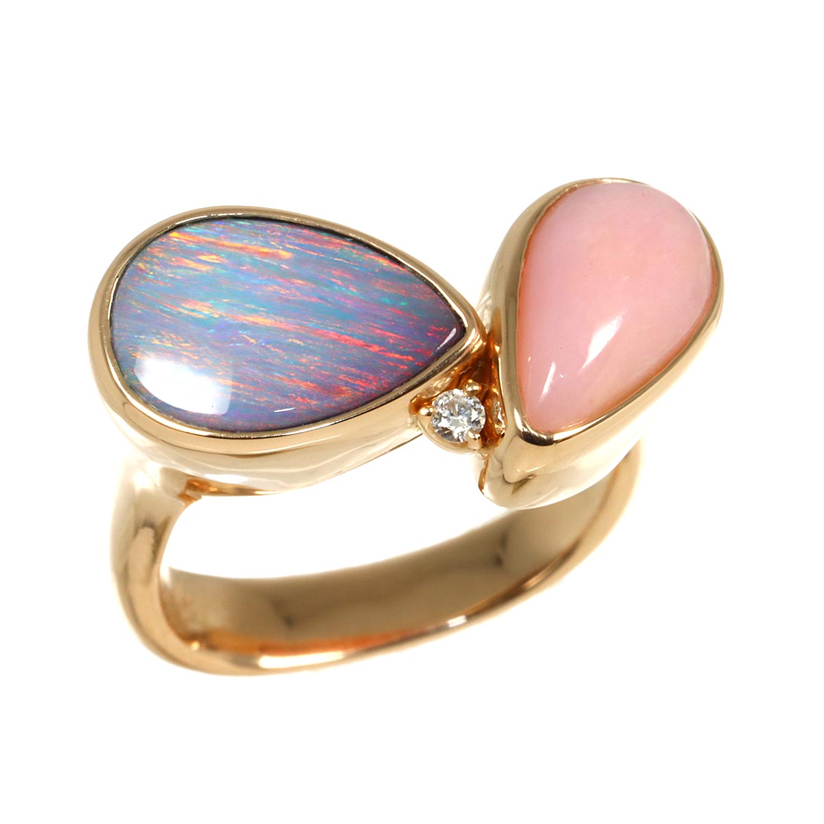 Opal 3.12ct/1.66ct Diamond Ring 18K PG 750 6.25-6.5(US)