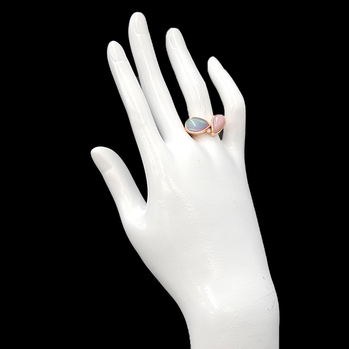 Opal 3.12ct/1.66ct Diamond Ring 18K PG 750 6.25-6.5(US)