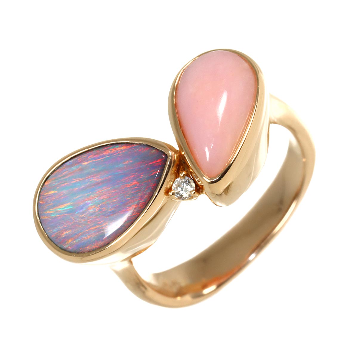 Opal 3.12ct/1.66ct Diamond Ring 18K PG 750 6.25-6.5(US)