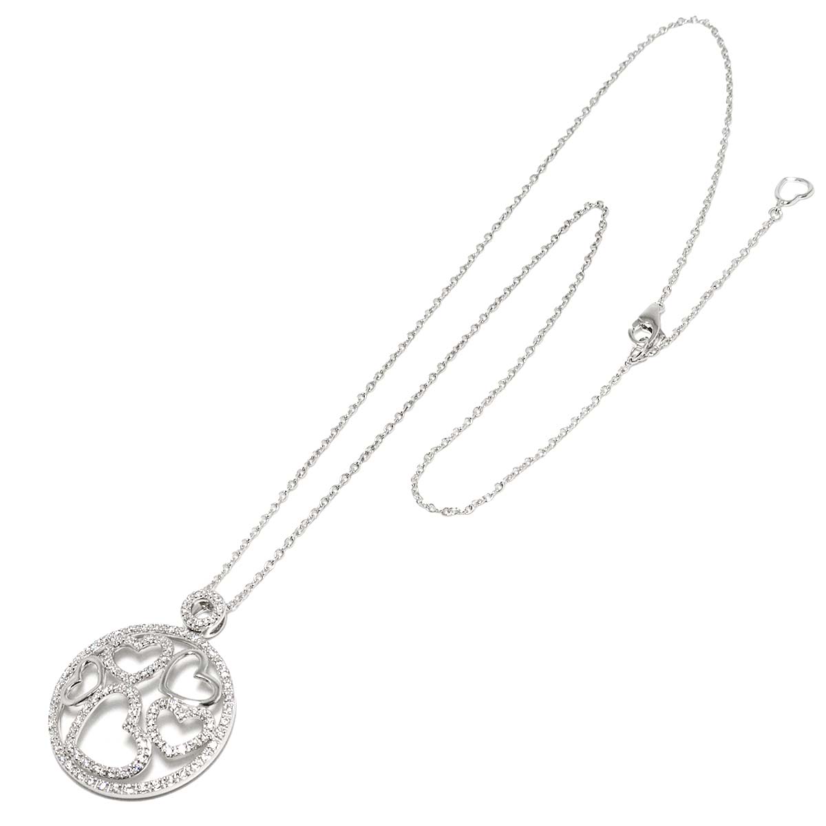 Heart Motif Diamond 0.58ct Necklace 18K White Gold 750