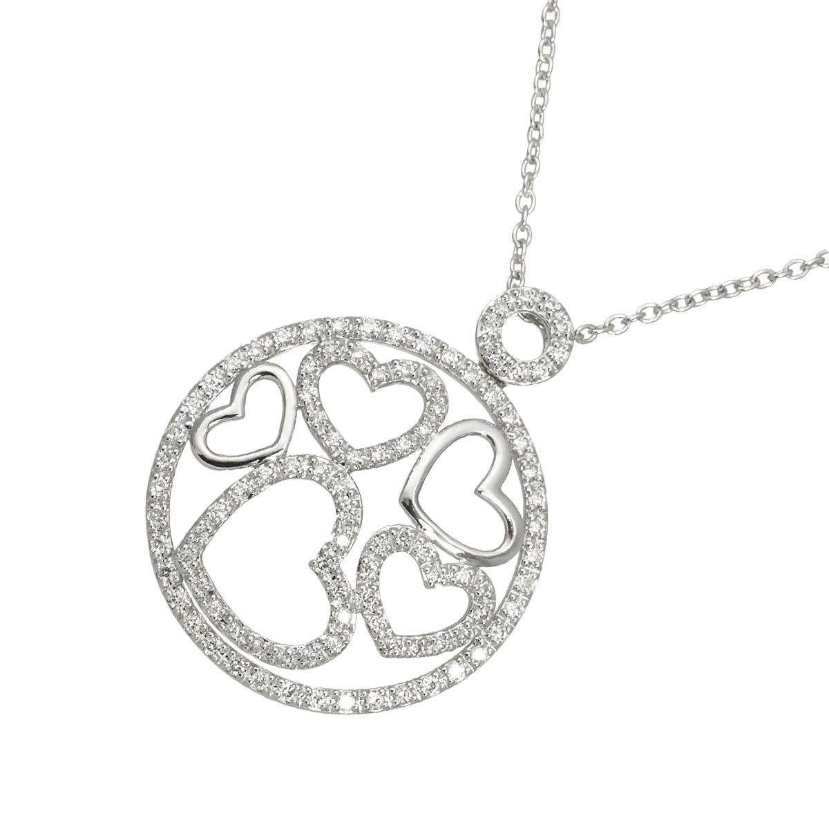 Heart Motif Diamond 0.58ct Necklace 18K White Gold 750
