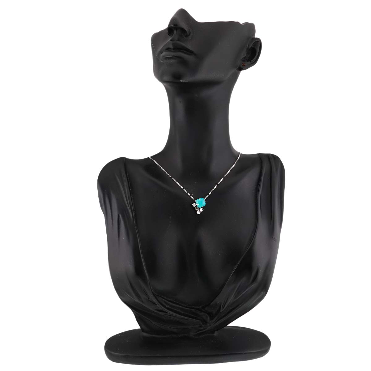 Chalcedony Diamond 0.01ct Necklace 18K WG White Gold 750
