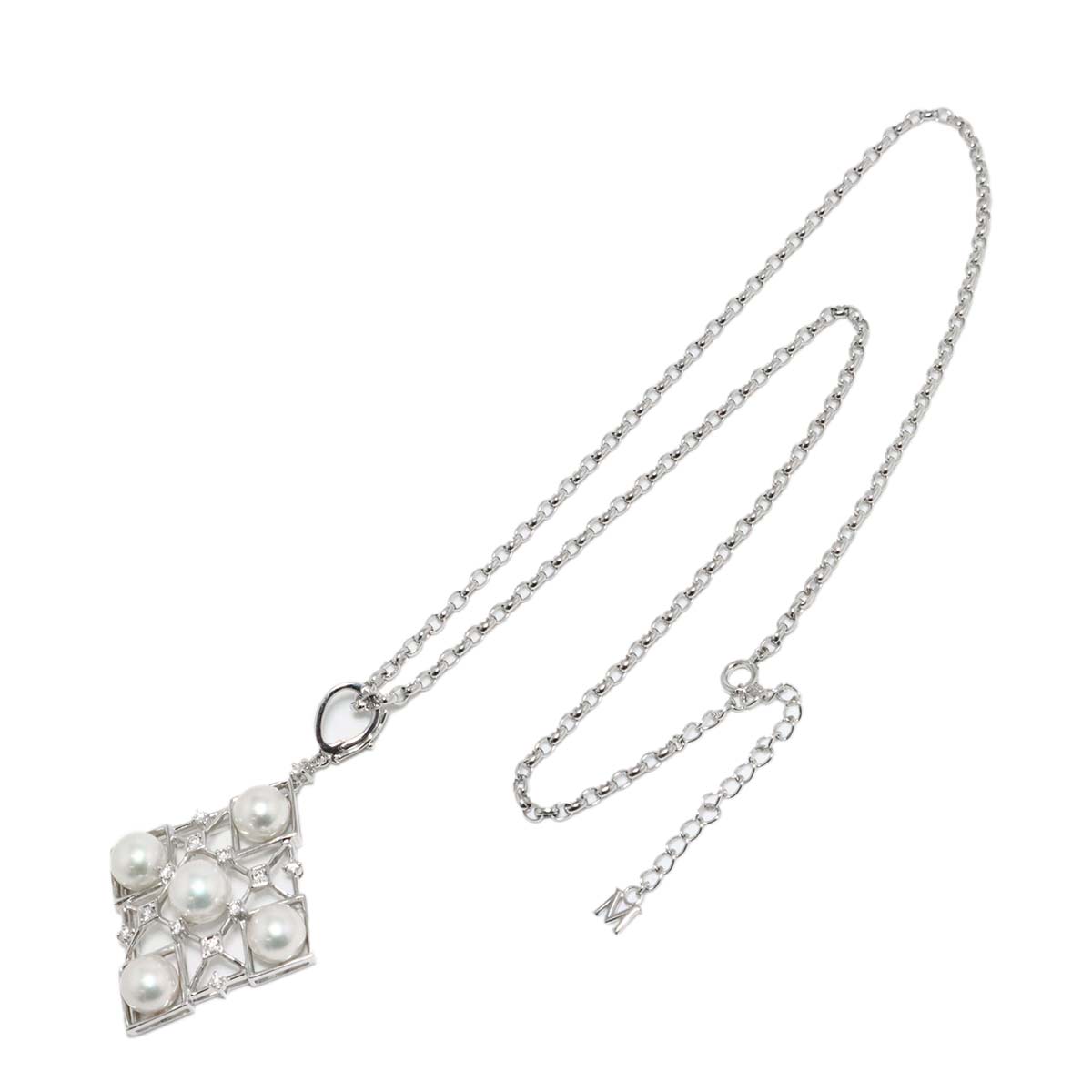 Akoya Pearl Diamond Necklace 18K White Gold 750