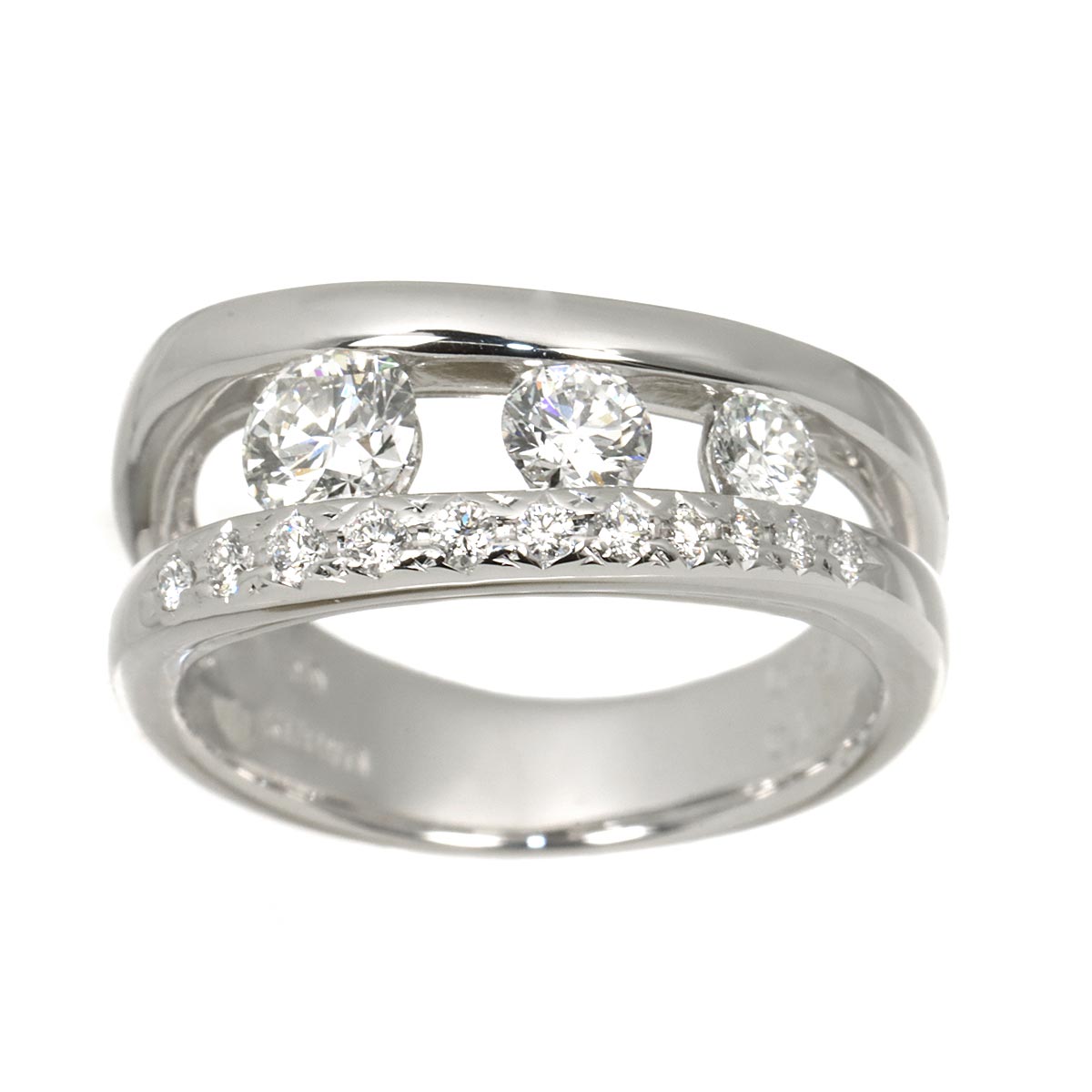 Diamond 0.66ct/0.10ct Ring 18K White Gold 750 Size6(US)
