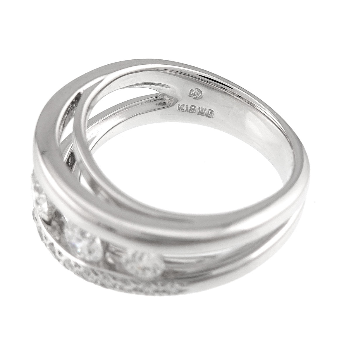 Diamond 0.66ct/0.10ct Ring 18K White Gold 750 Size6(US)