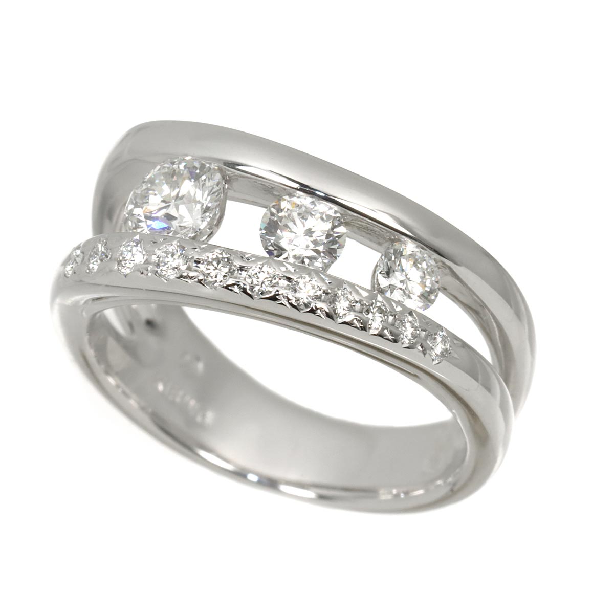 Diamond 0.66ct/0.10ct Ring 18K White Gold 750 Size6(US)