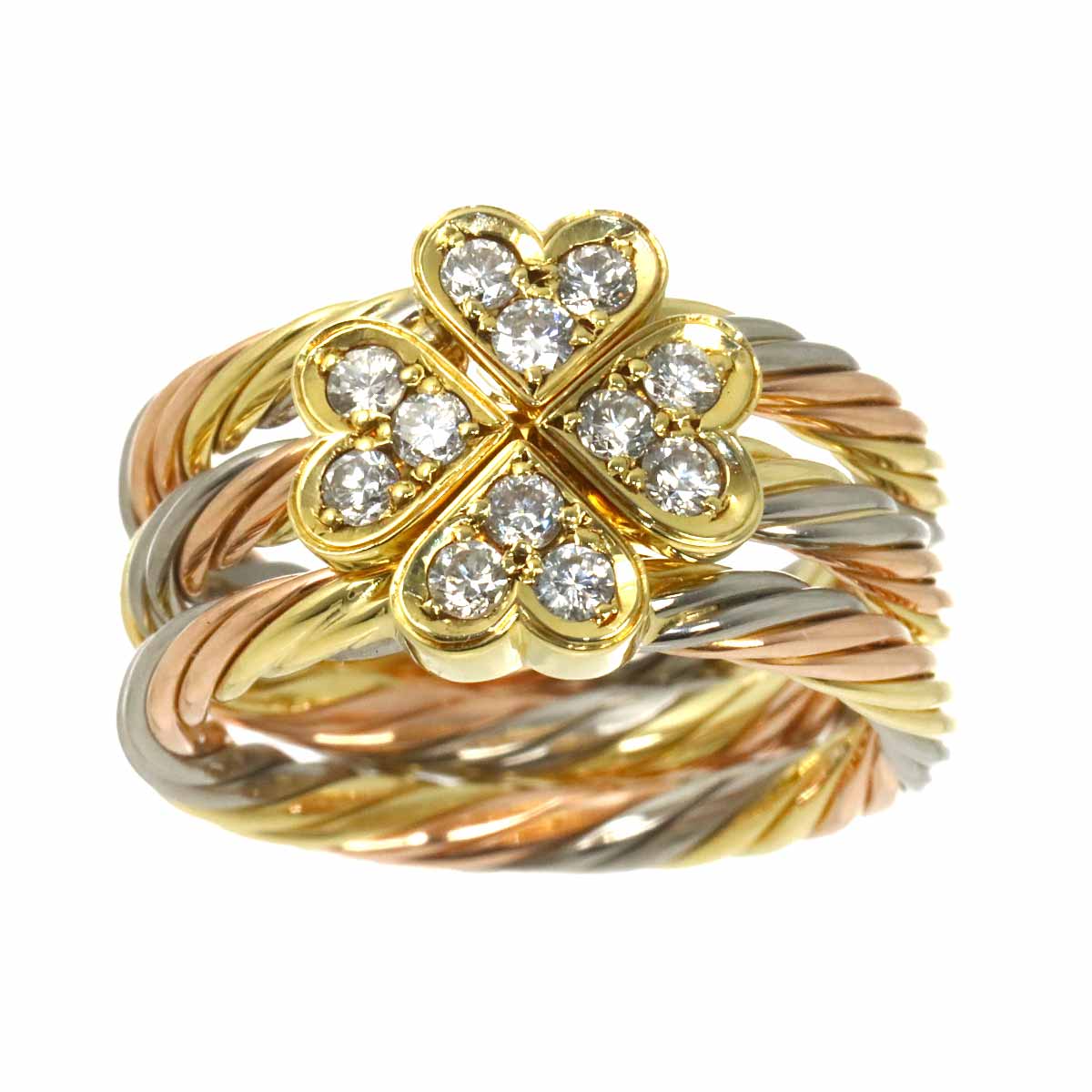 Diamond Ring 18K YG WG PG 750 3piece set size6(US)