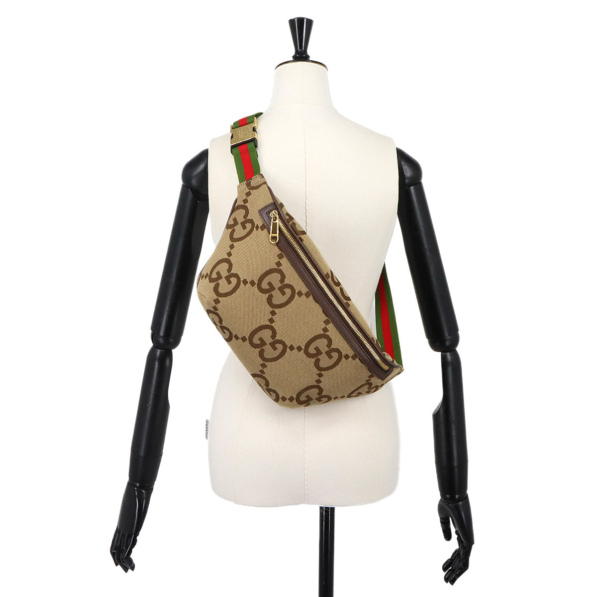 Jumbo GG Belt Bag Canvas Leather Brown Red Green 696031 Purse