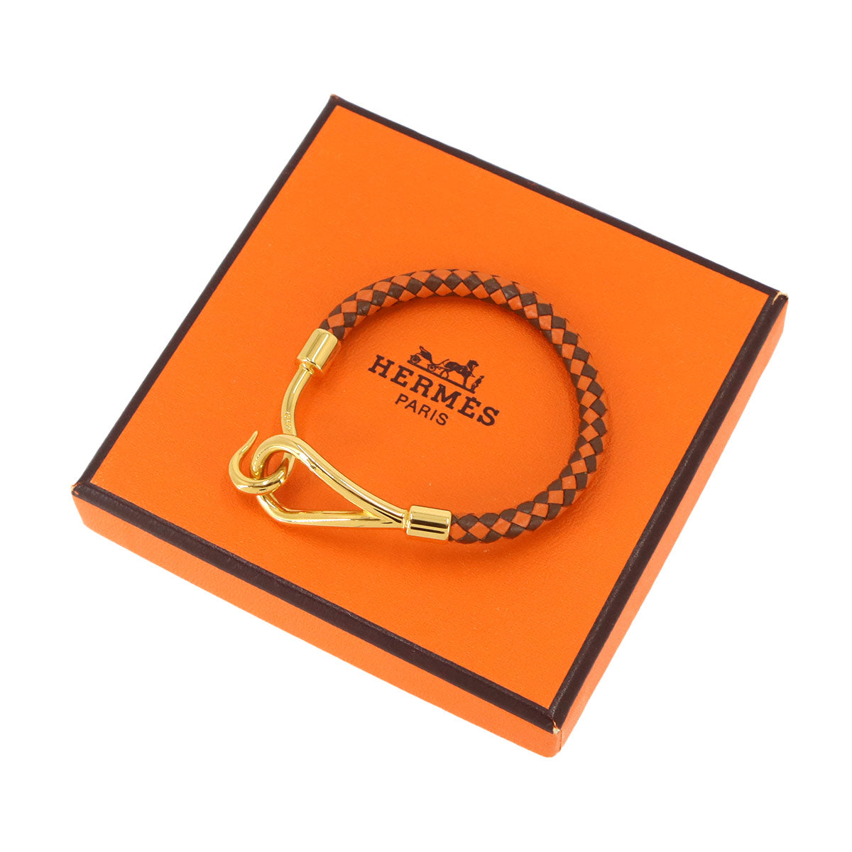 Jumbo H Bracelet Leather Orange Brown Gold Accessory