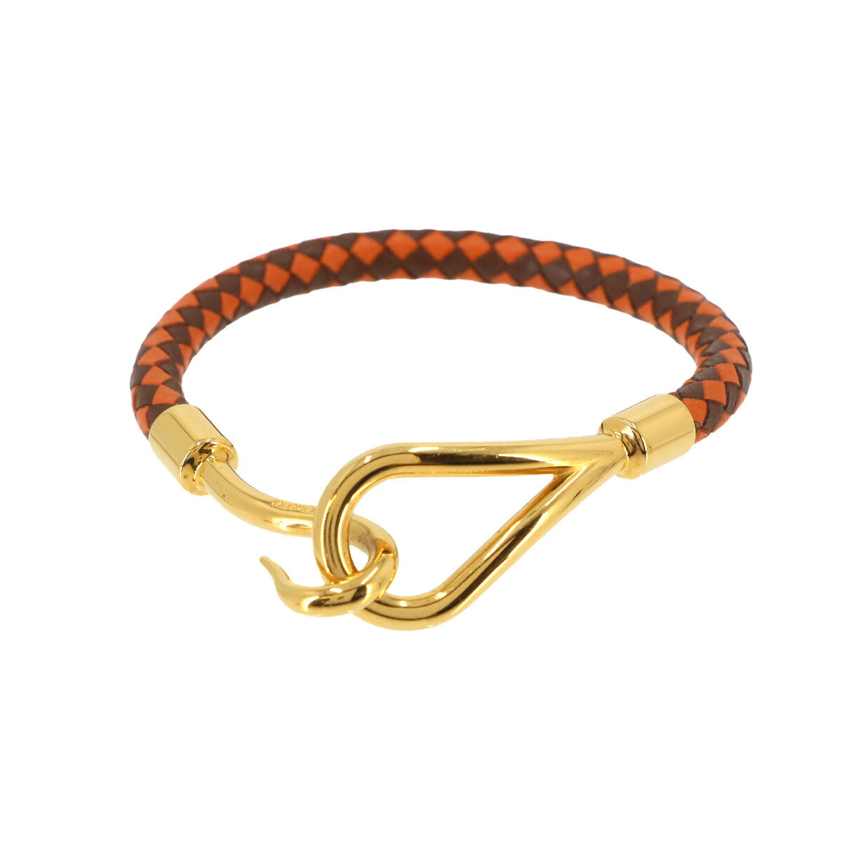 Jumbo H Bracelet Leather Orange Brown Gold Accessory