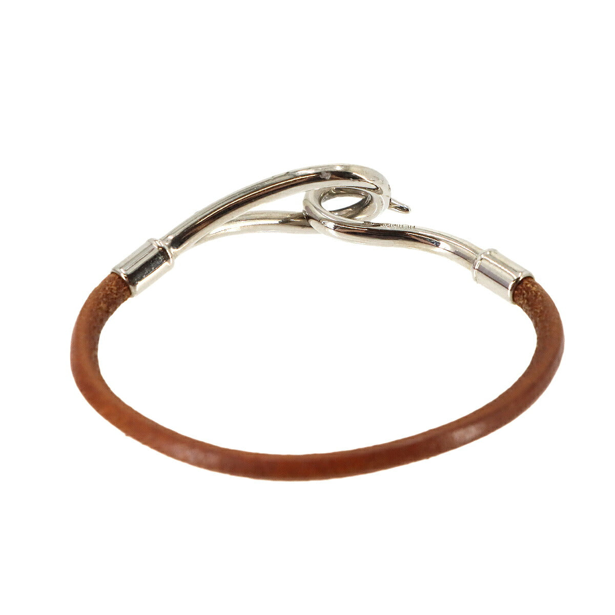 Jumbo Bracelet Leather Brown Silver Accessory