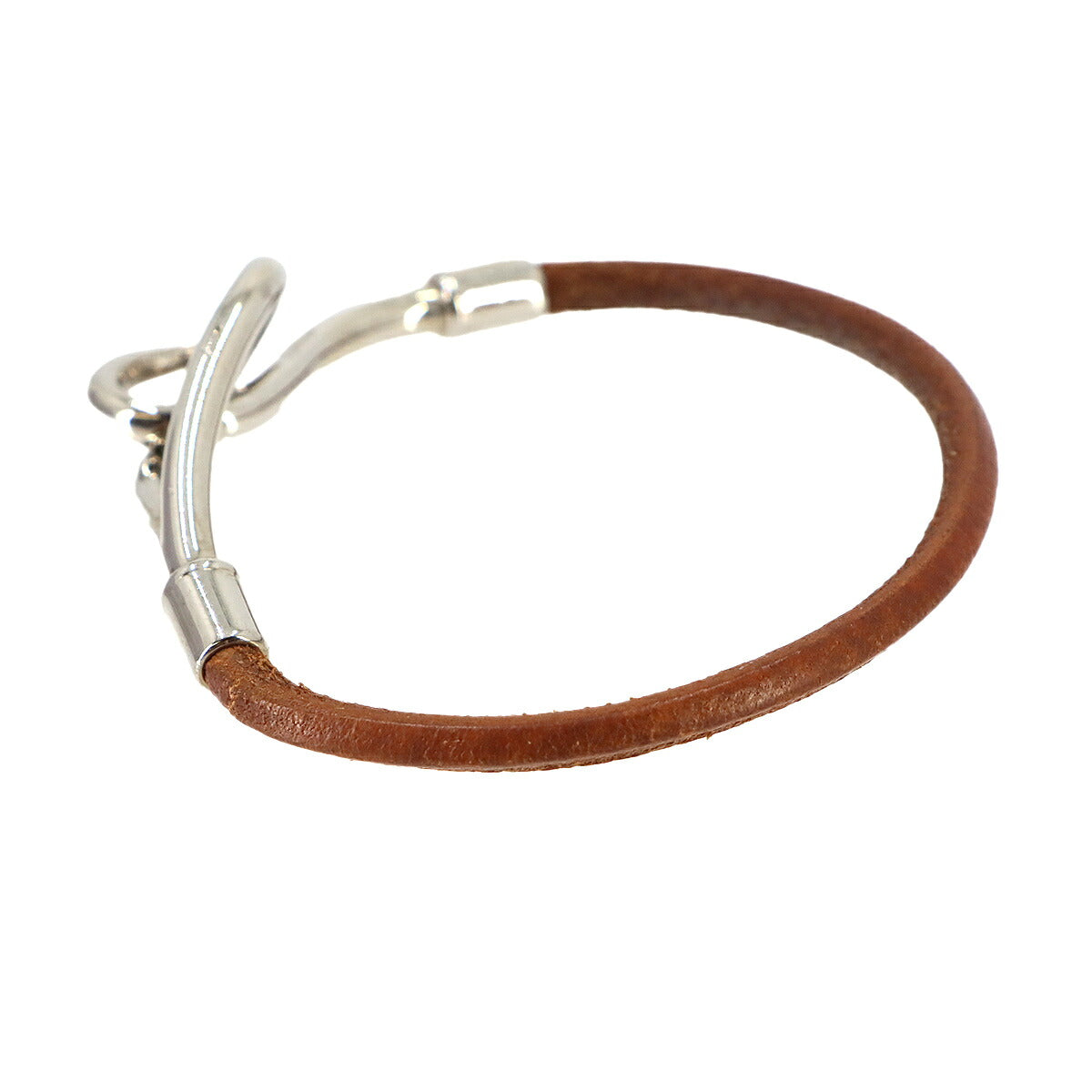Jumbo Bracelet Leather Brown Silver Accessory