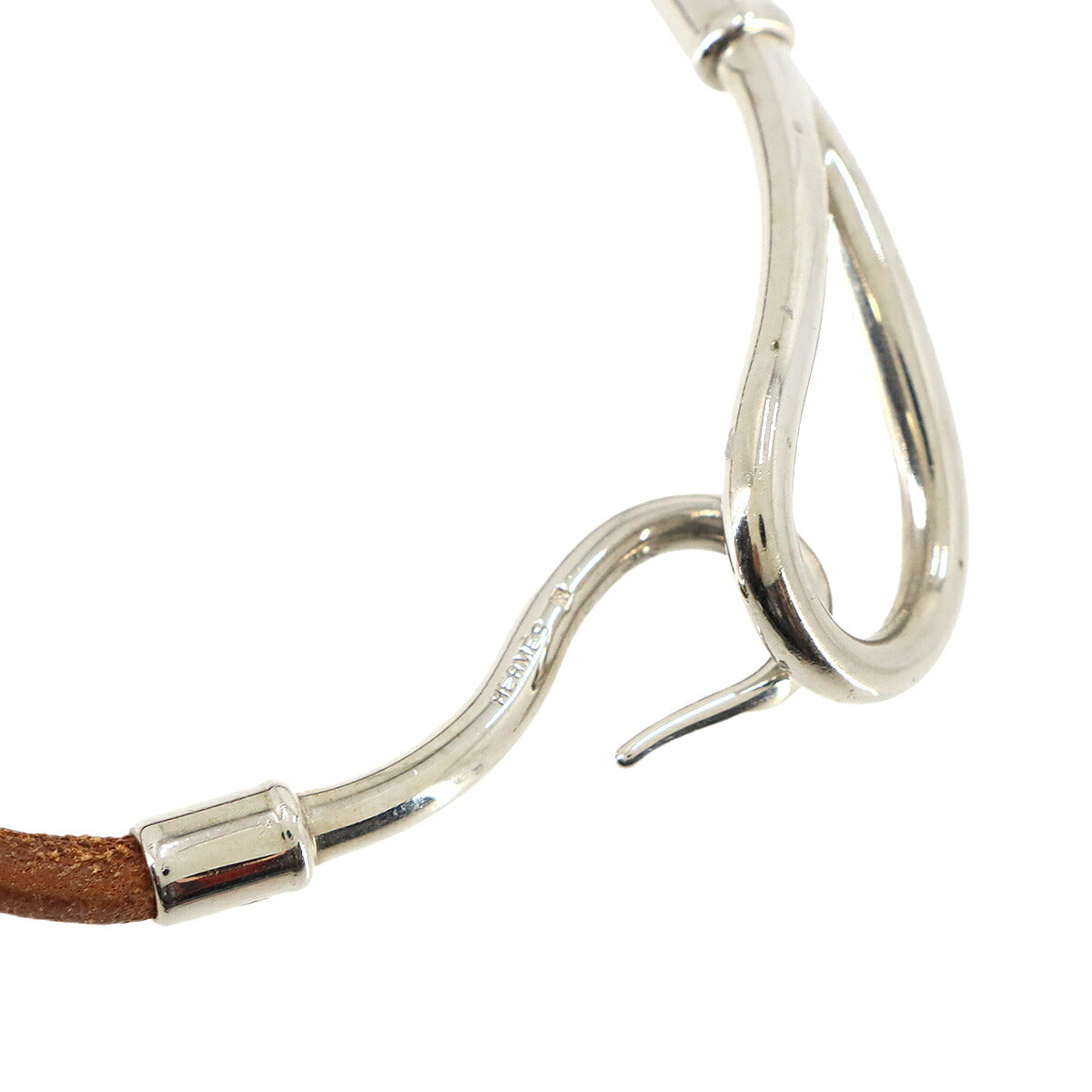 Jumbo Bracelet Leather Brown Silver Accessory