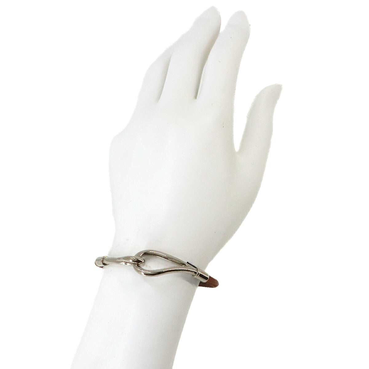 Jumbo Bracelet Leather Brown Silver Accessory