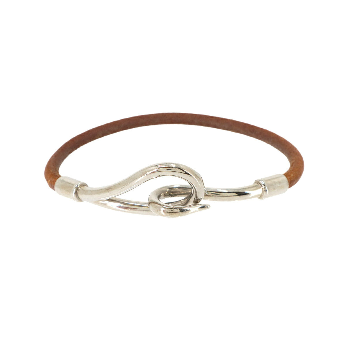 Jumbo Bracelet Leather Brown Silver Accessory