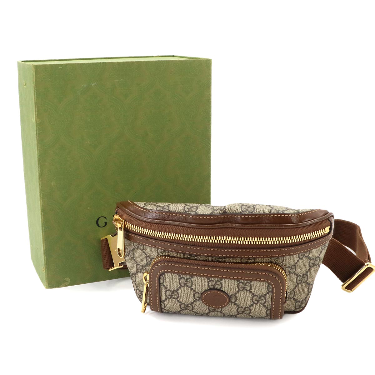 Interlocking G Belt Bag GG Supreme Leather Beige Brown 682933