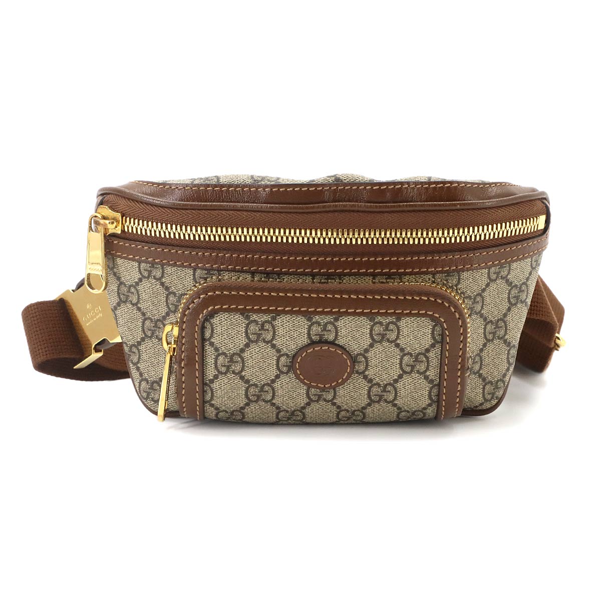 Interlocking G Belt Bag GG Supreme Leather Beige Brown 682933