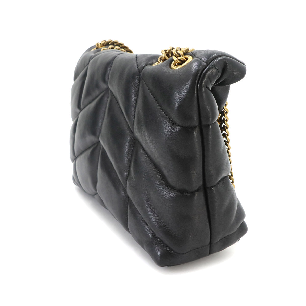 Puffer Toy Chain Shoulder Bag Leather Black 759337