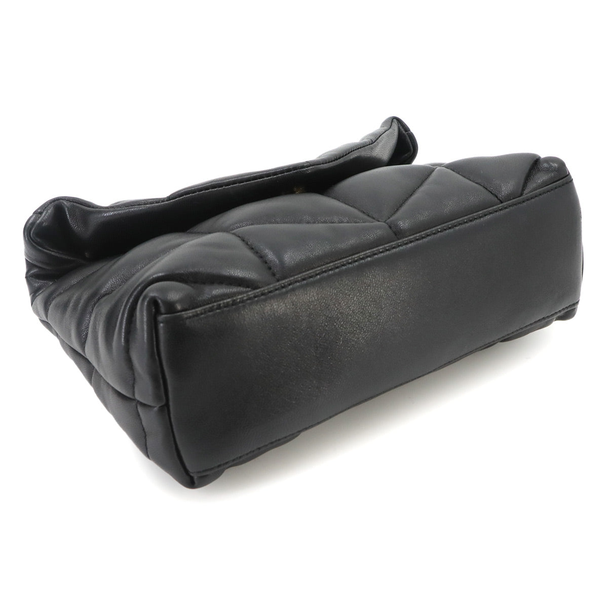 Puffer Toy Chain Shoulder Bag Leather Black 759337