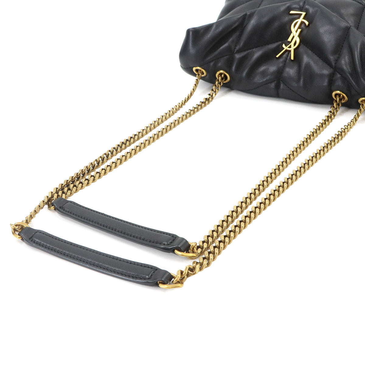 Puffer Toy Chain Shoulder Bag Leather Black 759337