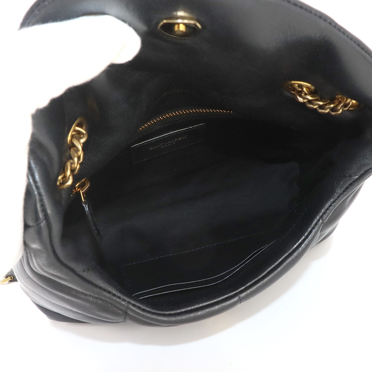 Puffer Toy Chain Shoulder Bag Leather Black 759337