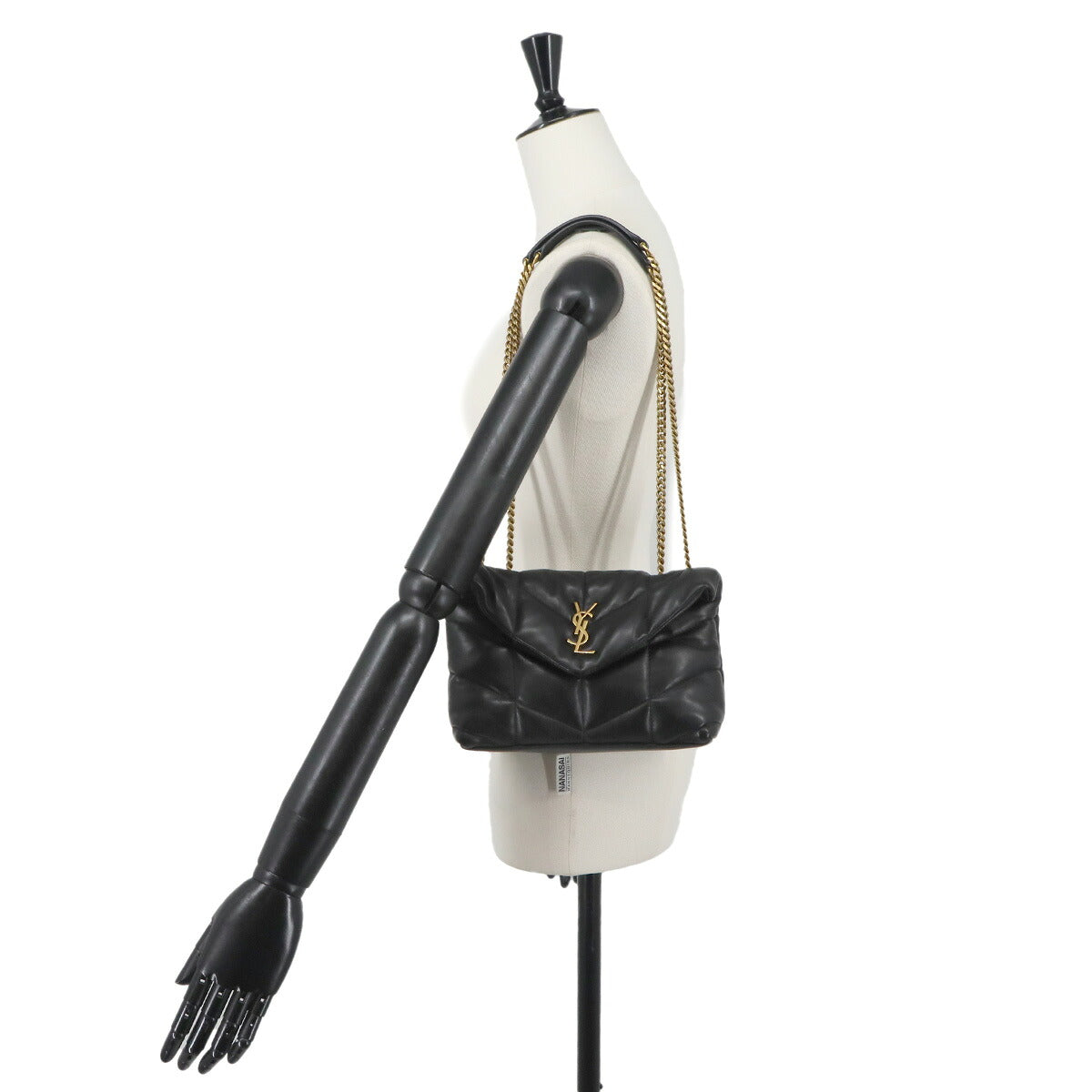 Puffer Toy Chain Shoulder Bag Leather Black 759337