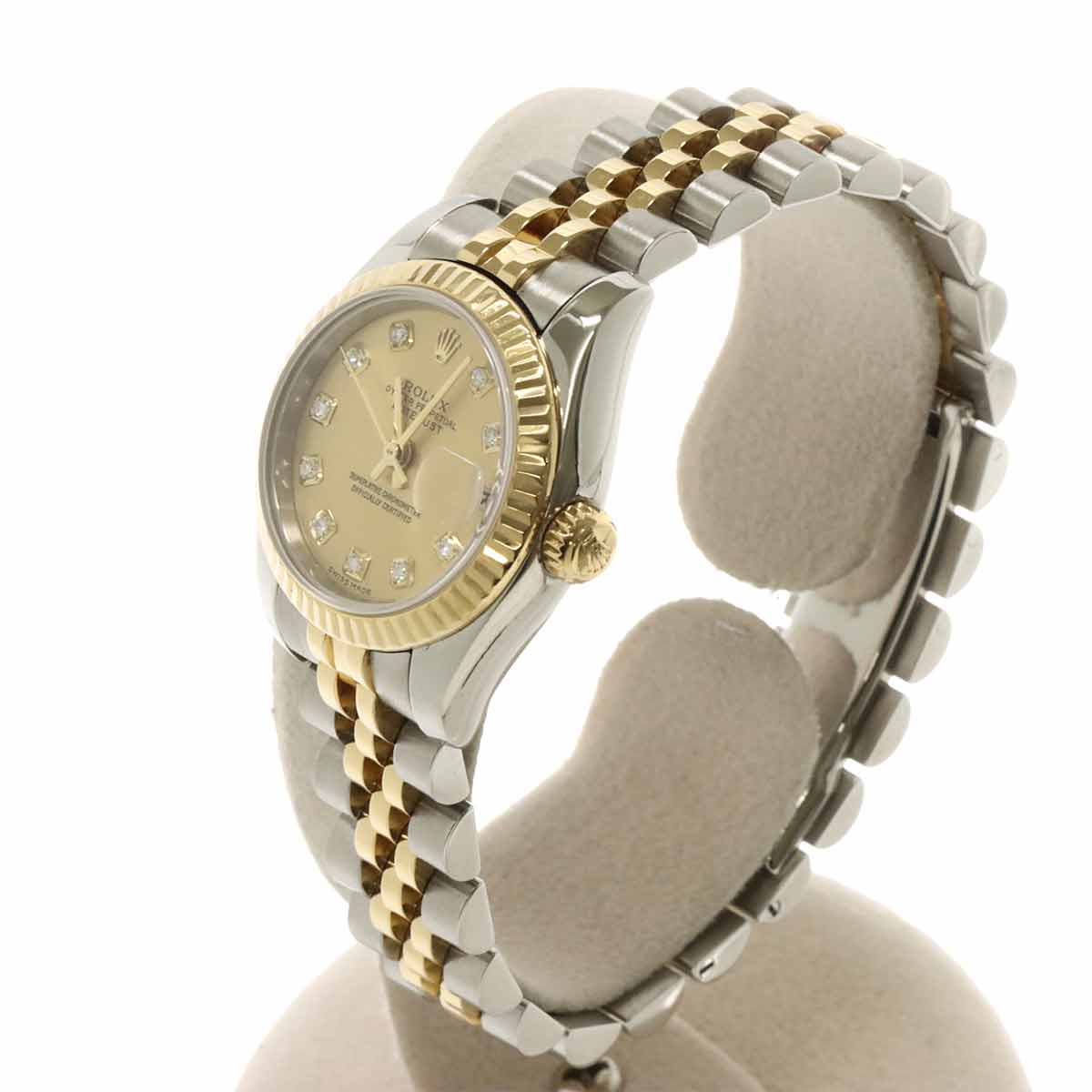 Datejust 179173G Serial F 750 YG 10P Diamond Gold Dial Ladies