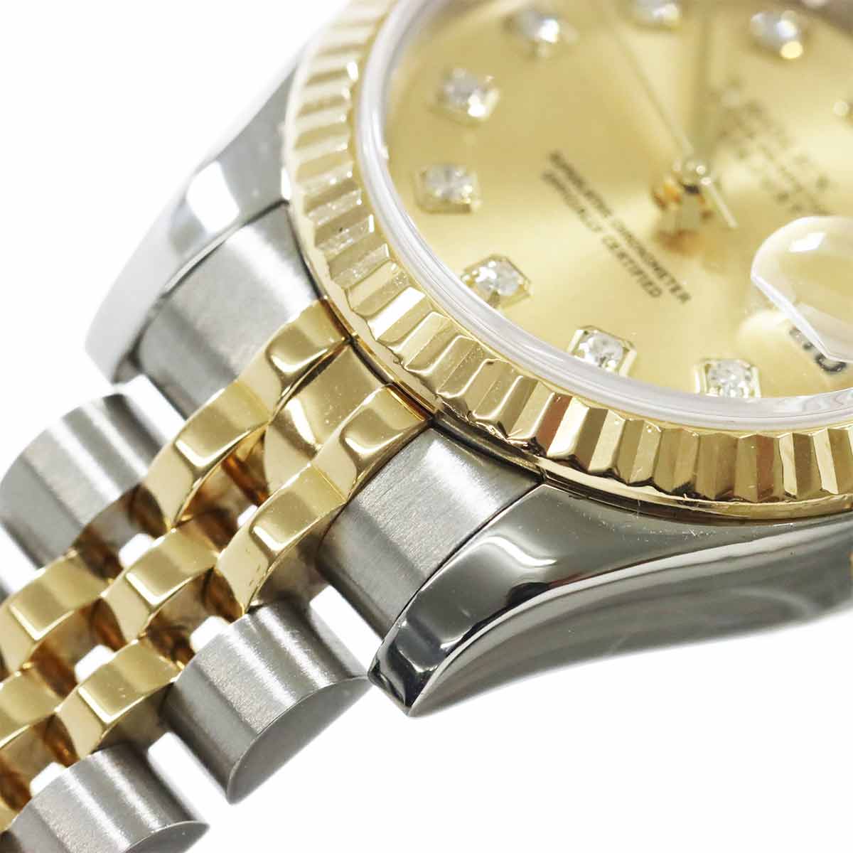 Datejust 179173G Serial F 750 YG 10P Diamond Gold Dial Ladies