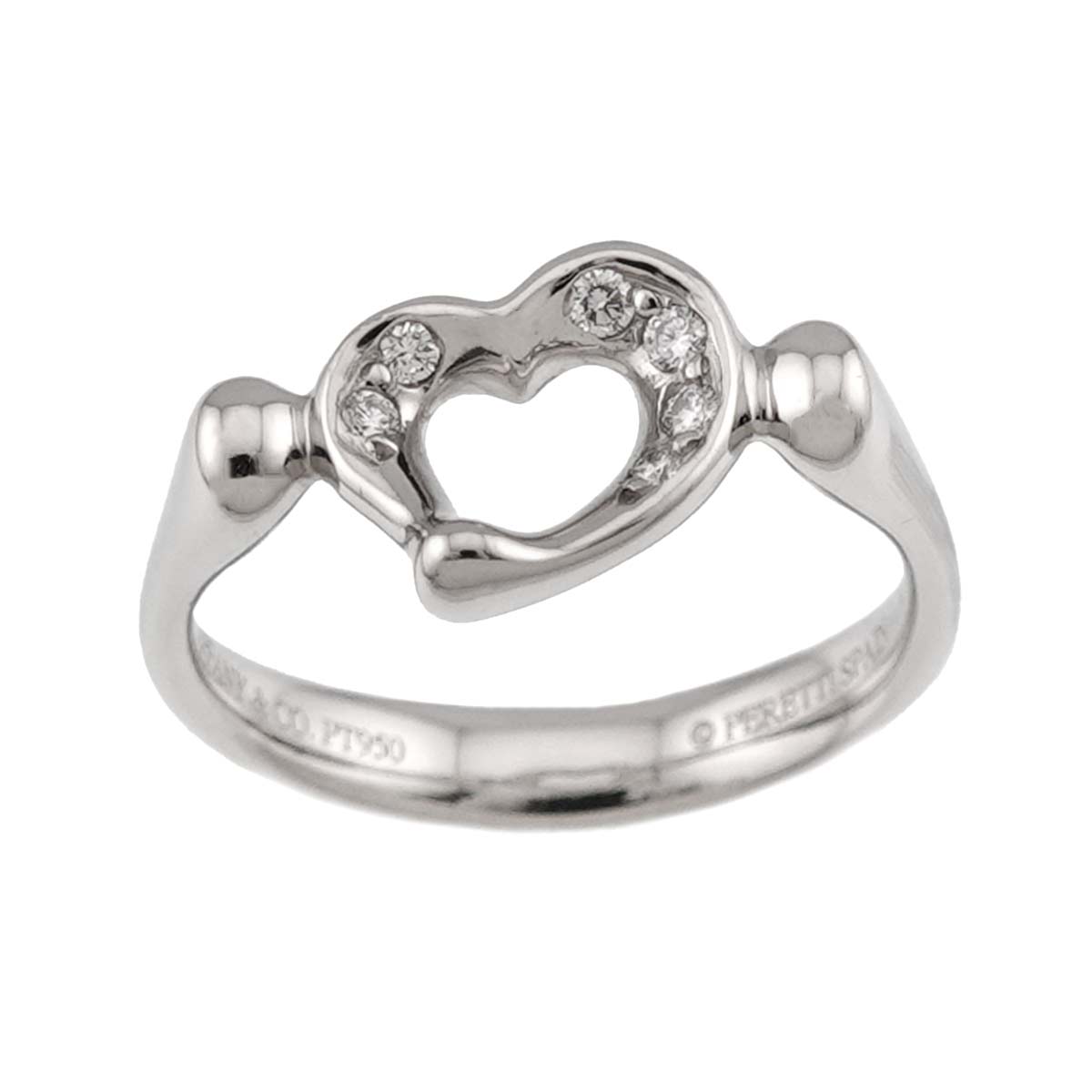 Open Heart Diamond Ring Platinum size5.25(US)