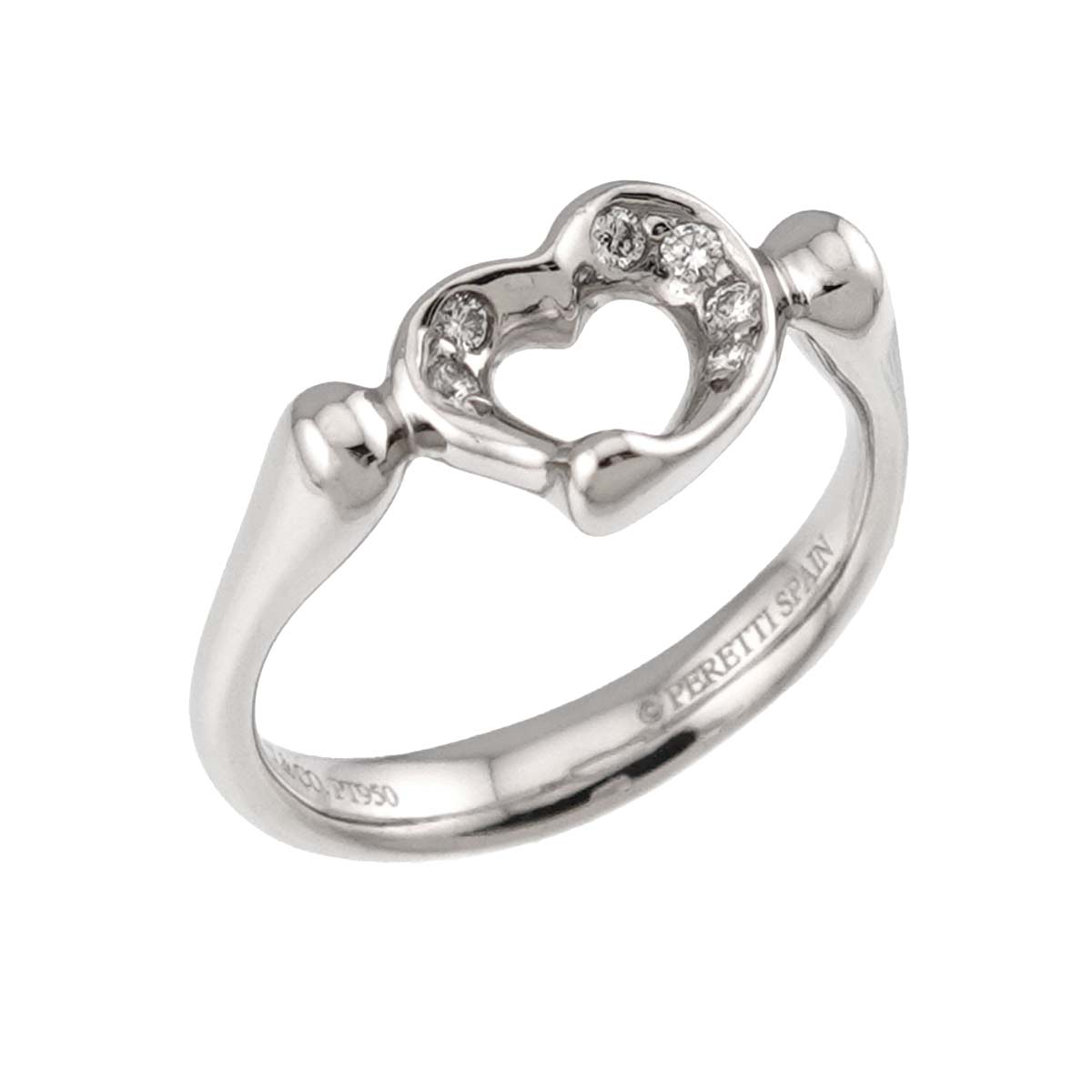 Open Heart Diamond Ring Platinum size5.25(US)