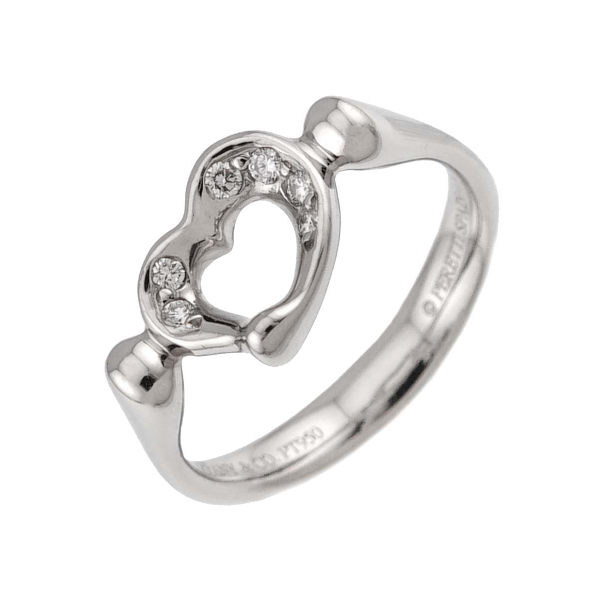 Open Heart Diamond Ring Platinum size5.25(US)