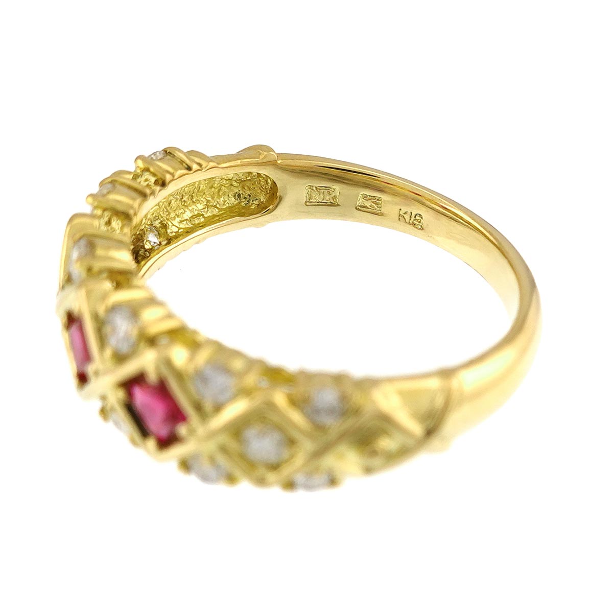 Ruby 0.36ct Diamond 0.33ct Ring 18K YG 750 Size6(US)