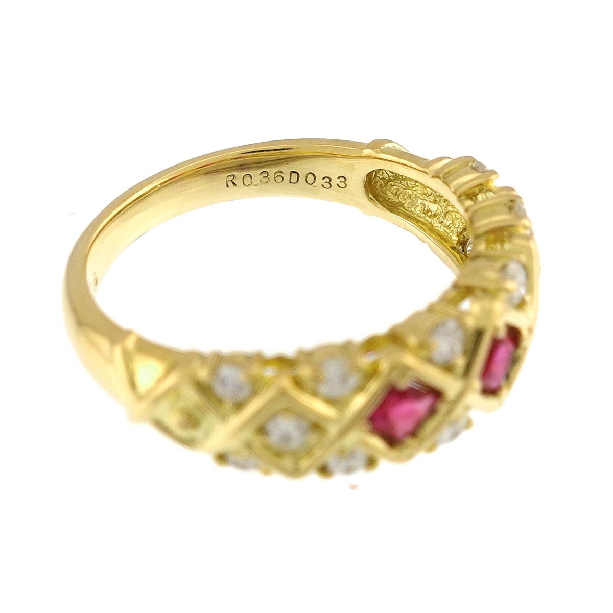 Ruby 0.36ct Diamond 0.33ct Ring 18K YG 750 Size6(US)