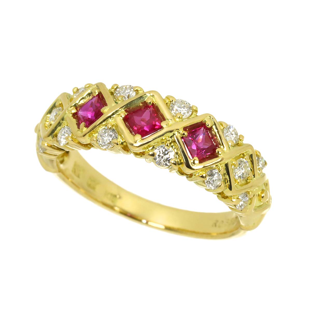Ruby 0.36ct Diamond 0.33ct Ring 18K YG 750 Size6(US)