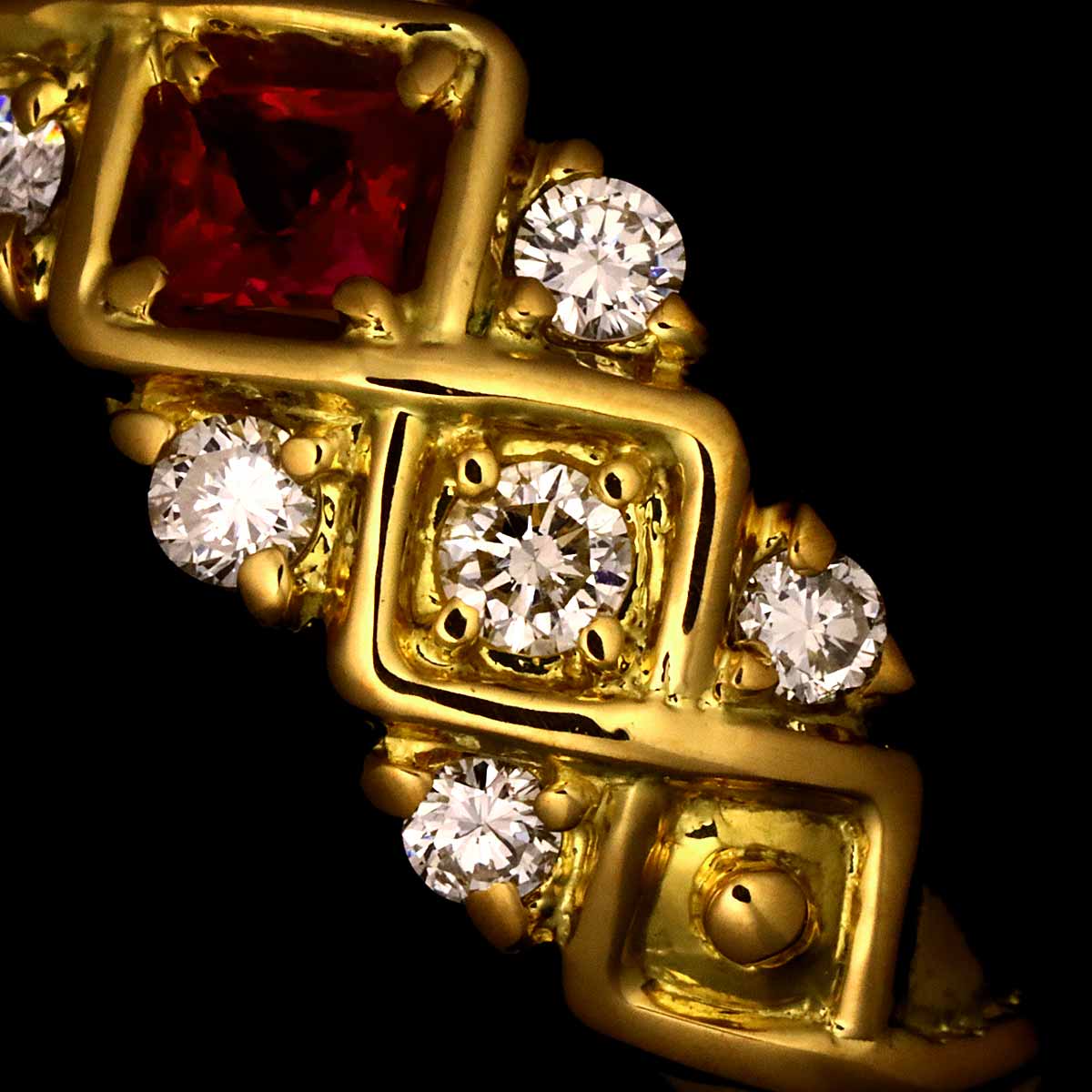 Ruby 0.36ct Diamond 0.33ct Ring 18K YG 750 Size6(US)