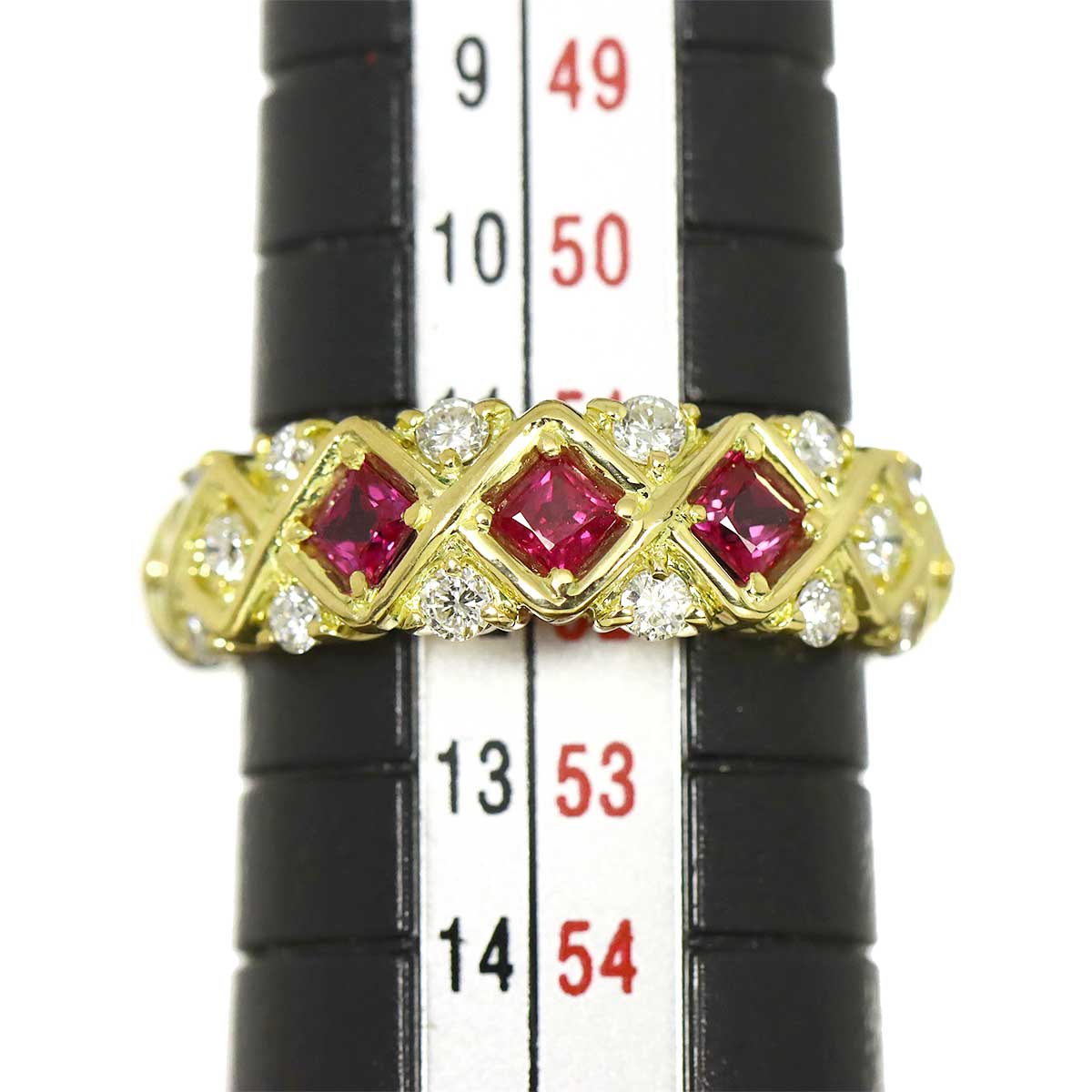 Ruby 0.36ct Diamond 0.33ct Ring 18K YG 750 Size6(US)