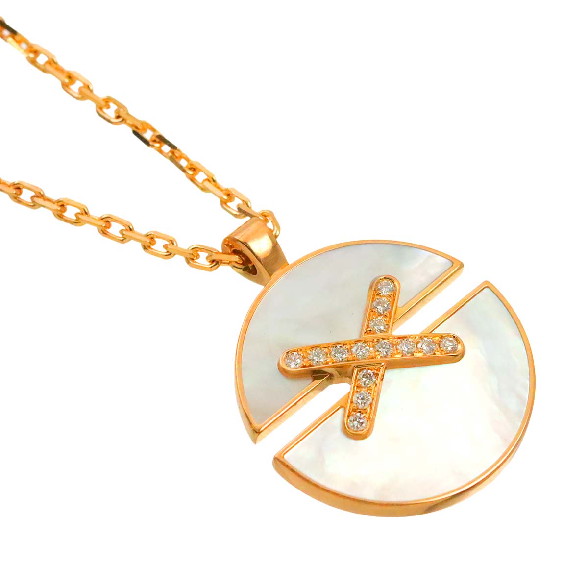 JEUX DE LIENS Harmony MOP Diamond 0.09ct Necklace 18K PG 750