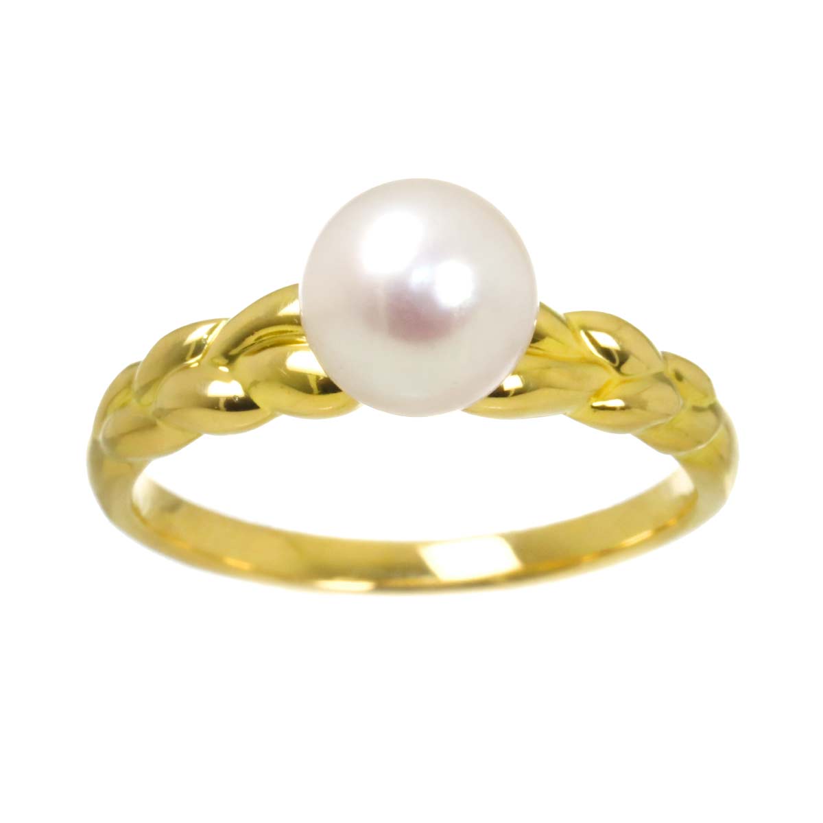 Akoya Pearl 6.7mm Ring 18K YG Size5.5-5.75(US)