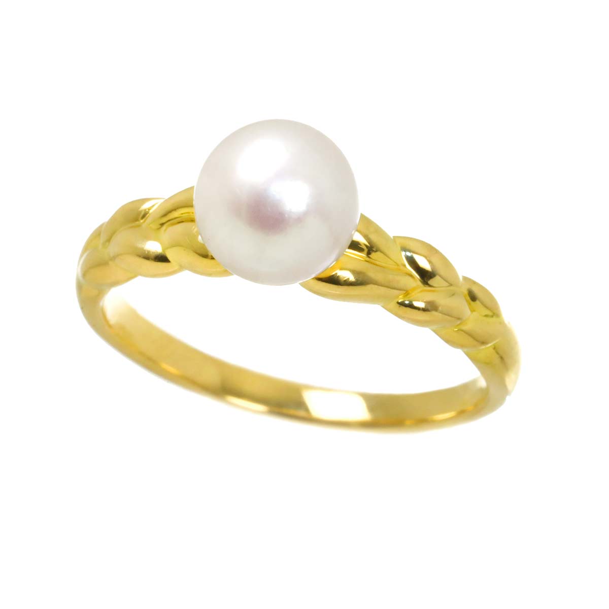 Akoya Pearl 6.7mm Ring 18K YG Size5.5-5.75(US)