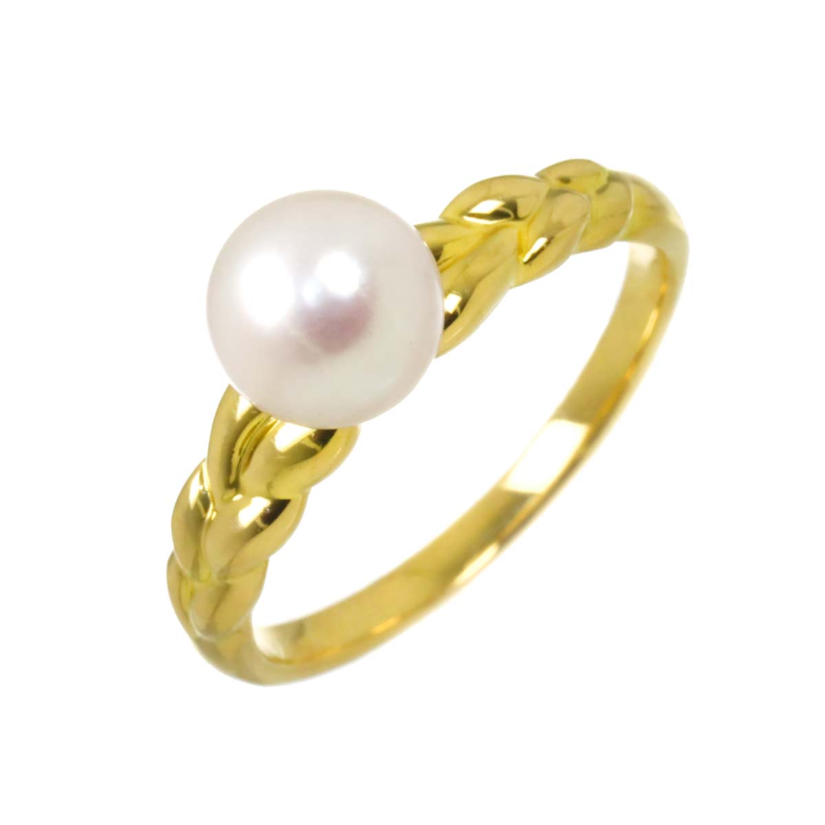 Akoya Pearl 6.7mm Ring 18K YG Size5.5-5.75(US)