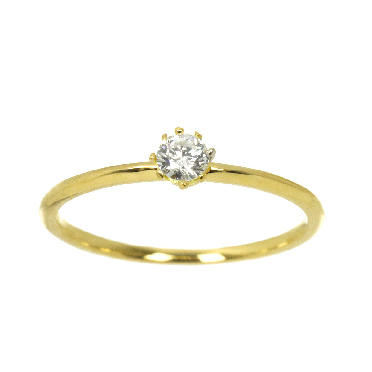 Diamond 0.07ct Ring 18K Yellow Gold 750 Size2.5(US)
