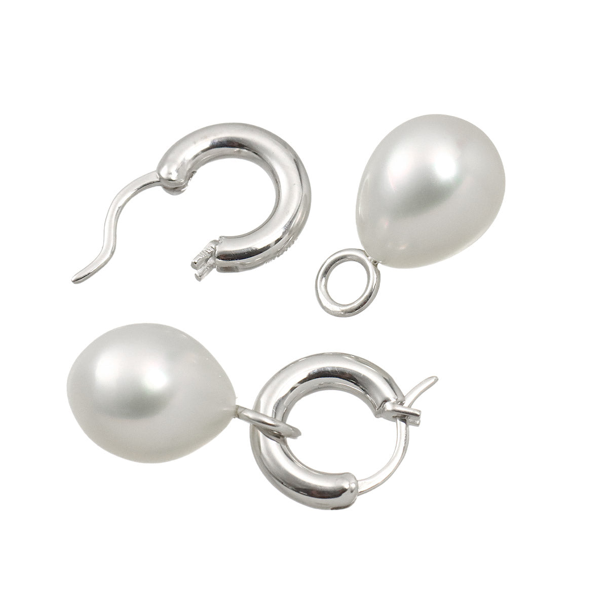 Freshwater pearl Earrings Pierced 18K WG 750