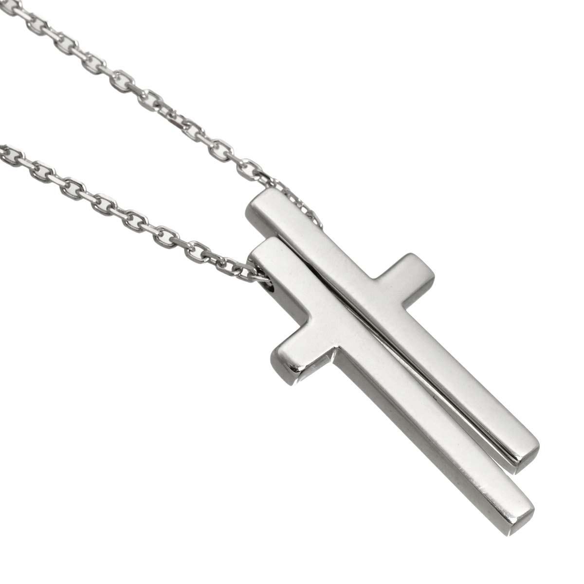 Separate Cross Necklace 18K White Gold 750