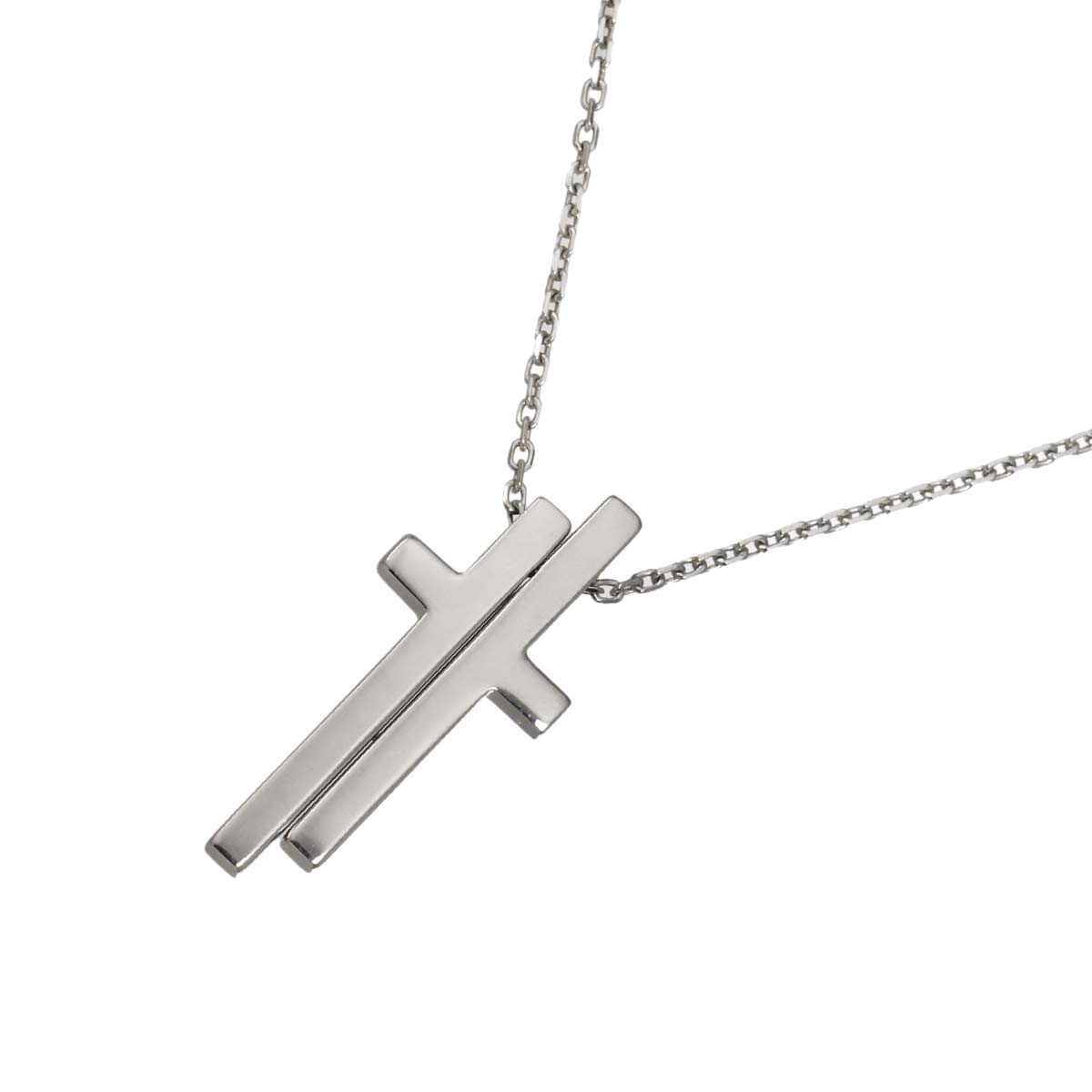 Separate Cross Necklace 18K White Gold 750