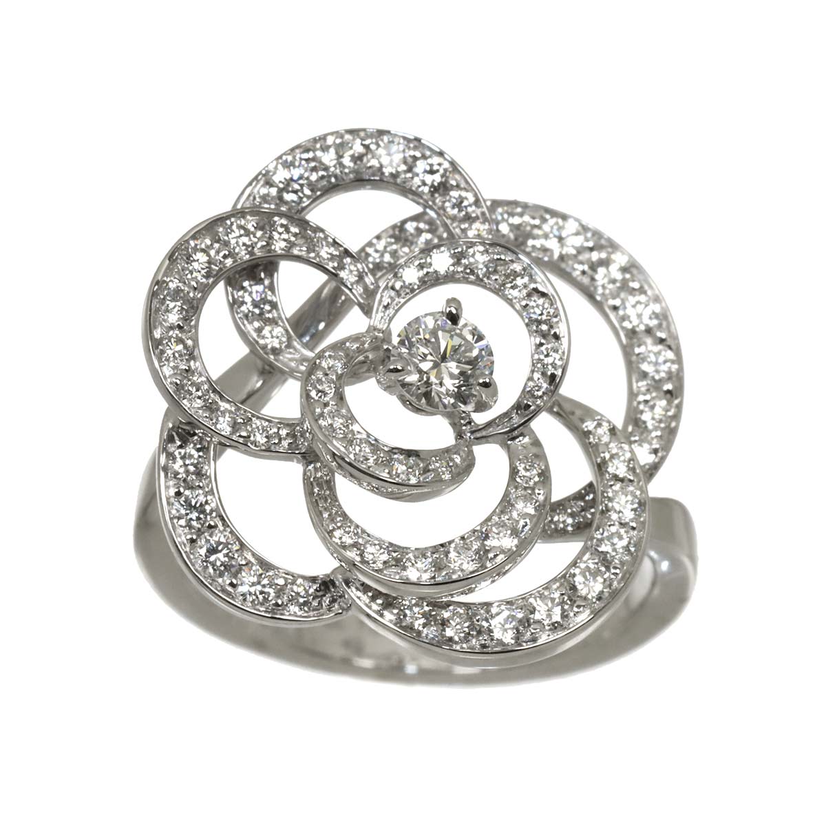 Camellia Diamond Ring 18K White Gold 750 size49 5-5.25(US)