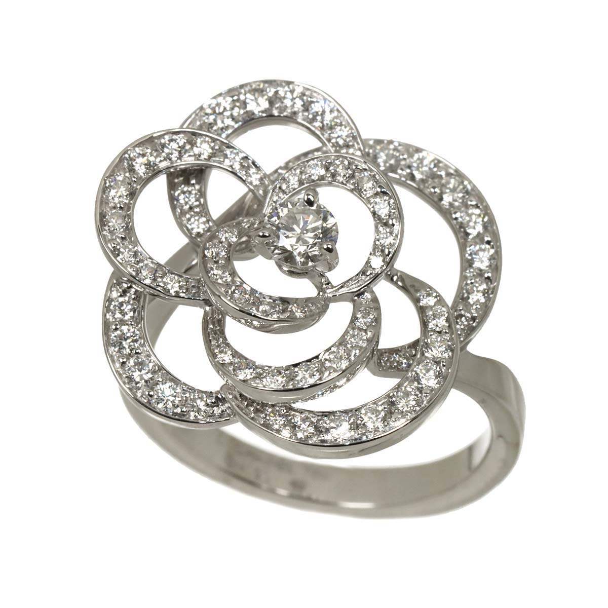 Camellia Diamond Ring 18K White Gold 750 size49 5-5.25(US)