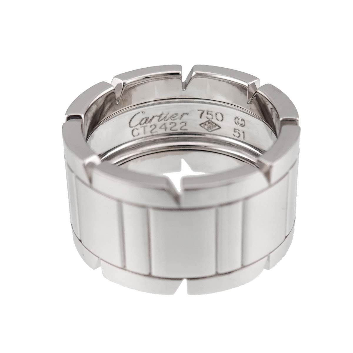 Tank Ring Diamond 18K White Gold 750 size51 5.25(US)